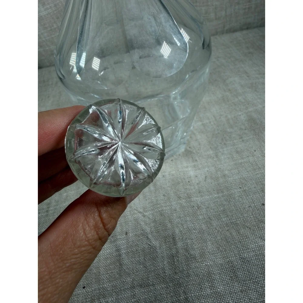 Crystal Glass Decanter Good Vintage Paneled Clear Spirits Bottle with Stopper